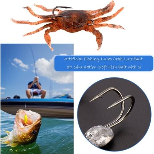 10cm 30g Artificial Fishing Lures Crab 3D Simulation Soft Fish Bait with Hooks Silica Gel False Crab Sea Fishing Bait