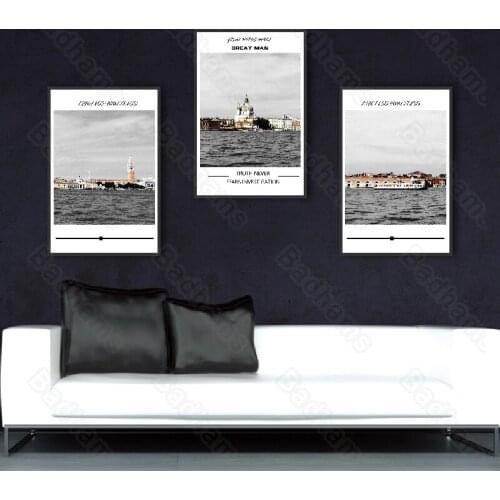 Living Room Decoration Painting Nordic Style Building Frameless Painting Western Restaurant Simple Black and White Painting