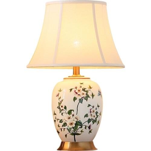 Ceramic Dimmer Table Lamp Modern Romantic Patoral Flowers Porcelain Wedding Desk Sofa Decor Light D72