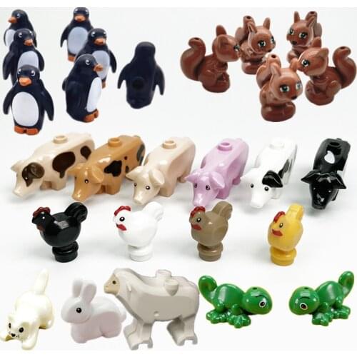 Mini Animals Building Blocks Farm Wild Animal Penguin Sheep Bird Pig Cat Construction Bricks Compatible City MOC Toys for Kids