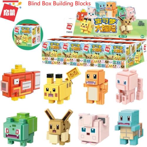 Hasbro Pokemon Building Blocks Toys Mini Bricks Pikachu Doll Blind Box Anime Action Figure Diamond Blocks Toy Kids Surprise Gift