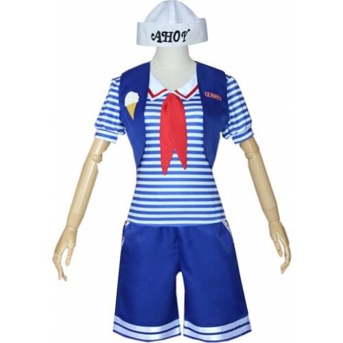 Cosplay Anime Stranger Things Season 3 Cosplay Costume Robin Steve Harrington Scoops Ahoy Costume Navy Sailor Uniform Suit