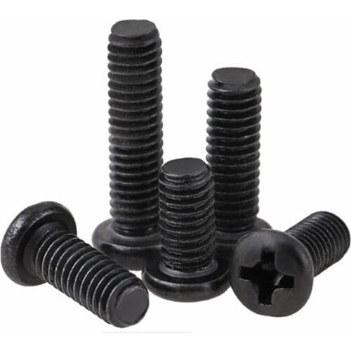100Pcs/Lot Pan head machine screw M1.7 M2 M3 Carbon Steel Black Round Head Phillips Micro Screws