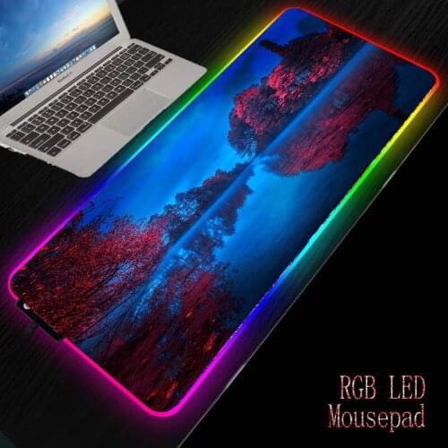 MRGBEST RGB Soft Large Gaming Mouse Pad Oversize Led Extended Mousepad Non-Slip Rubber Computer Keyboard Pad Natural Scenery