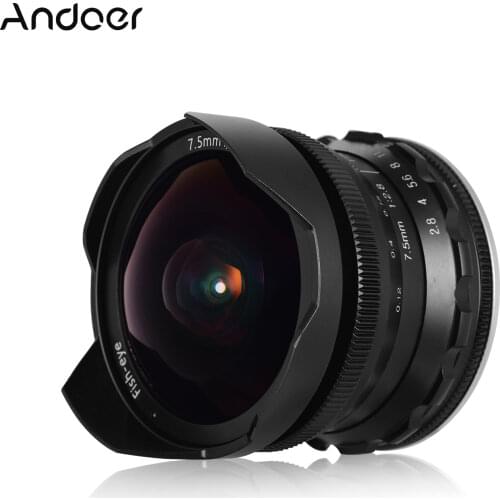 Andoer 7.5mm F2.8 Camera Lense Manual Focus Fisheye Lens for Sony A6600 A6100 A6400 A6500 A6300 A6000 5100 A77II Camera Lense