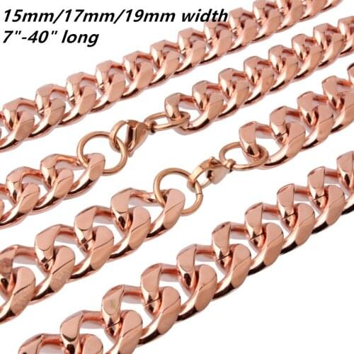Granny Chic Fashion Necklace Stainless Steel Chain Rose Gold Color Curb Cuban Link Chain Gift for Men Women