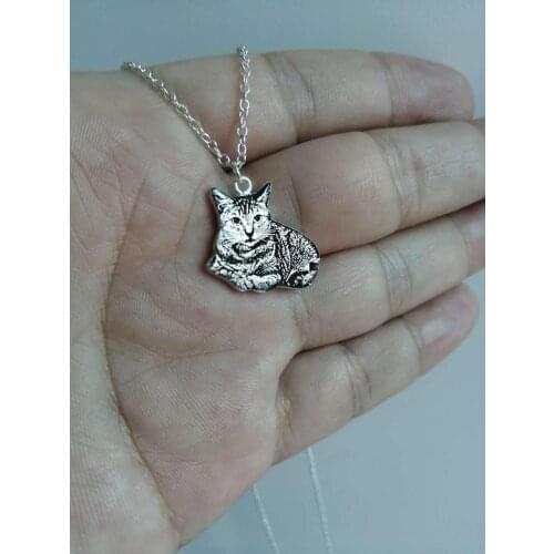 Hiphop Style Boho Chic Little Cute Kitten Cat ready to do sth Really 925 Silver Necklace Baby Pet Pendant Girl Jewelry