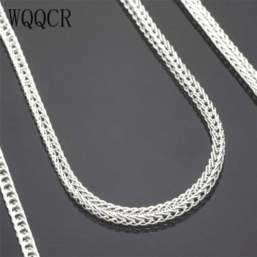 WQQCR 5PCS 18 inch 925 Sterling silver "FOX TAIL" Chain Necklaces 16-30inch 2MM Mens Womens Fine Necklace Accessories
