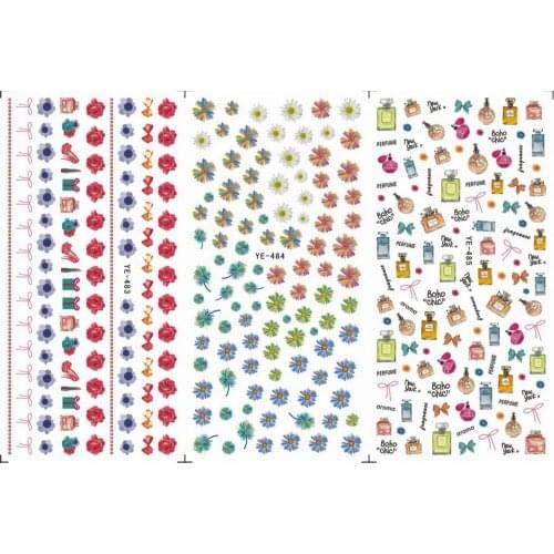 3 PACK/ LOT WATER TRANSFER DECAL NAIL ART NAIL STICKER FLOWER DAISY LIP STICK PERFUME BOTTLES YE483-485