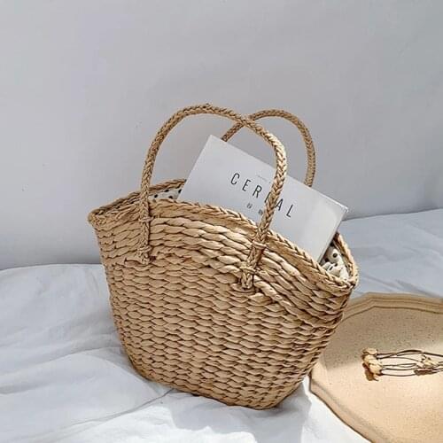 Women Bohemian Beach Handbag Rattan Wicker Straw Tote Bag Large Capacity Female Casual Travel Fashion Shoulder Basket Bolsos