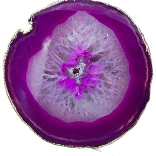 8-10 CM Gems Crafts Pad Natural violet Agate Slice Coaster Mug Glass Beverage Holder Quartz Onyx Stone Mat Art Home Decor Tool