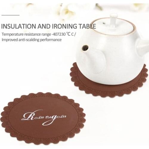 Food-grade Silicone Printed Rose Coaster Non-slip Thermal Coaster Drink Coffee Cup Mat Simple And Elegant Nordic Style