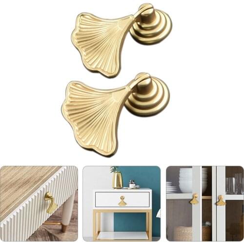 Simple Leaf Furniture Hardware Drawer Cupboard Single Hole Handle Shoe Cabinet Bedside Table Fan-shaped Single Hole Brass Handle