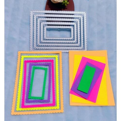 Scallop Rectangle Stitched Sewing line Frame Cutting Dies Scrapbooking Dies Metal Embossing Stamps and die for Card Making DIY