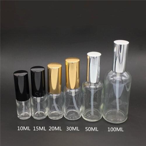 100PCS 5ml 10ml 15ml 20ml 30ml 50ml 100ml Empty transparent Glass Spray Bottle Perfume Container Refillable Cosmetic Atomizer