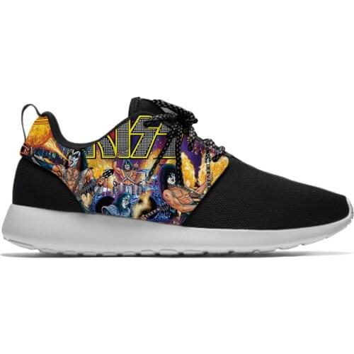 Kiss Rock Band Heavy Metal Music Fashion Novelty Sport Running Shoes Lightweight Breathable 3D Print Men women Mesh Sneakers
