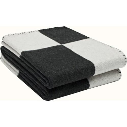 Luxurious Cashmere Blanket Crochet Soft Wool Scarf Shawl Portable Warm Plaid Sofa Bed Fleece Cotton Throw Cape Black Blanket