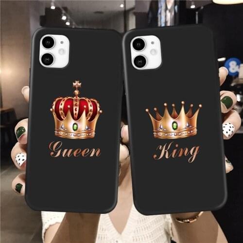 Luxury Golden crown Phone Case for iPhone XS MAX XR X 6 6S Soft Shiny King Queen Cover for iPhone 11 12 Pro Max 8 7 Plus SE2020