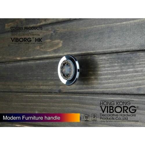 4 pieces) VIBORG Zinc Alloy + Black Wood Kitchen Cabinet Handles Cupboard door Drawer Handles Pulls Knobs, chrome, SA-731C