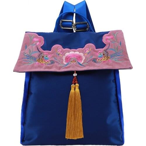 Womens Fashion Embroidery Backpacks Female Luxury Tassel Shoulder Bags Large Capacity Travel Backback For Ladies Free Shipping