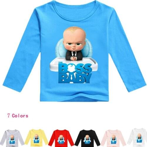 Cute Snug 2-16Y Fashion Boss Baby Clothes Children T Shirts for Girl Top Cartoon Boy Long Sleeve Tshirt Kids Summer Clothes