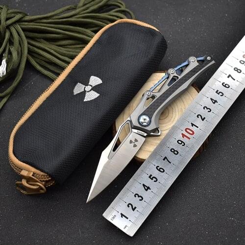 M390 powder steel TC4 Titanium + Carbon Fiber Handle Folding Knife Tactical Hunting Knife Outdoor Pocket Knife fighting tools