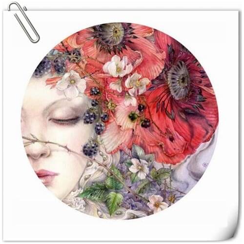 Sleeping Girl Maid Lass Portrait and Red Poppy Flower Embroidery Needlework 14CT Unprinted Cross Stitch Kits DIY Handmade Decor
