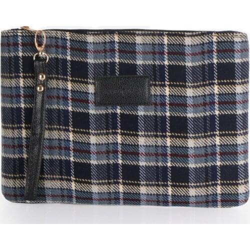 Tonar Navy Blue Gray Plaid Pattern Hand Bag New Season Daily Use Zipper