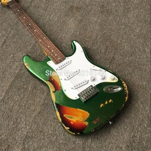 In Stock Antique relic guitars handmade, real photos, wholesale and retail . Do old guitars, metallic green