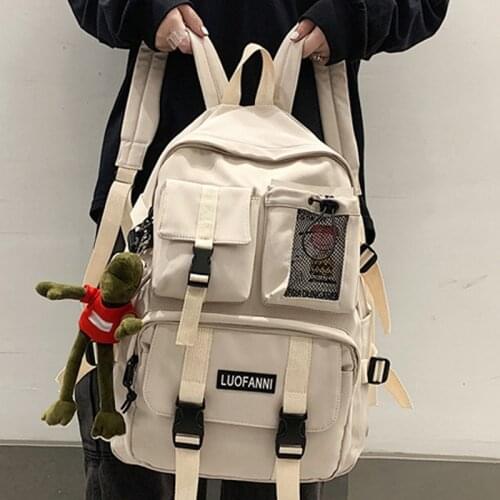 Diehe Multiple Pocket Waterproof Nylon Women Backpack Large Capacity Schoolbag for Teenage Girls Travel Bag Lovely Book Mochila