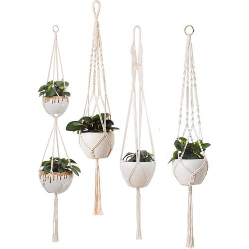 Macrame Plant Hanger Handmade Cotton Rope Hanging Flower Basket Flower Pots Holder for Home Balcony Window Decoration #CW