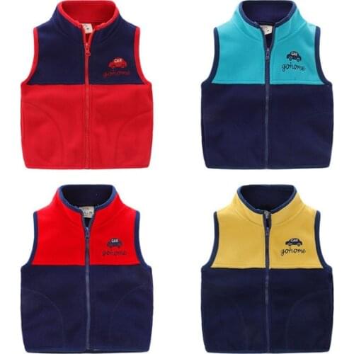 Baby Boys Vest Autumn Winter New Childrens Casual Velvet Waistcoat Cute Car Color Matching Thick Warm Vest For Boy Kids Clothes