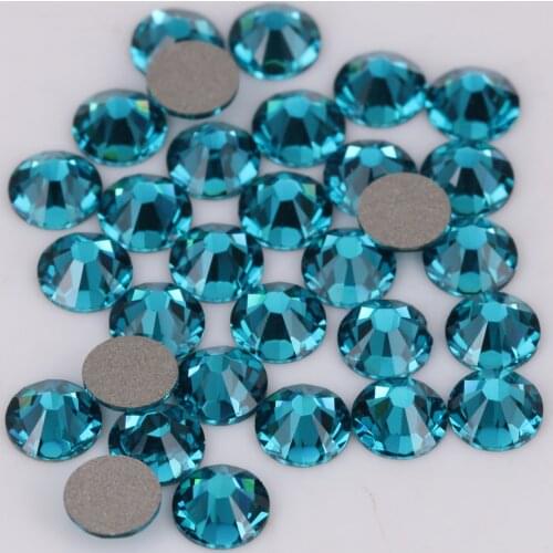 Gold Quality ss3-ss34 Blue Zircon Flat Back Non Hotfix Glue On Nail Art Rhinestones