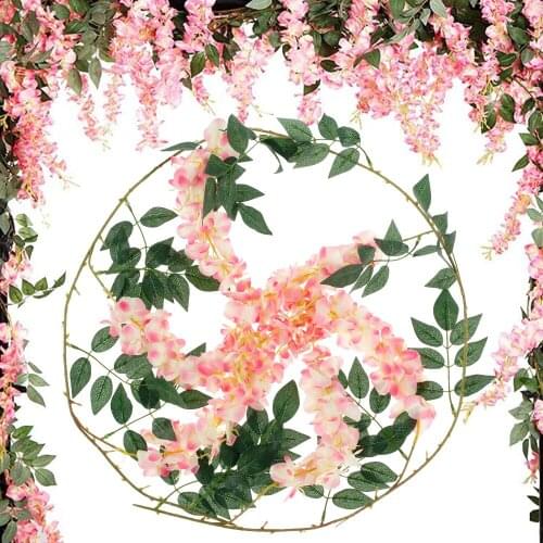 1.7m Artificial Silk Flower Wisteria Blossom Vine Garland Home Party Wedding Decoration Wreath Fake Plant Hanging Flowers