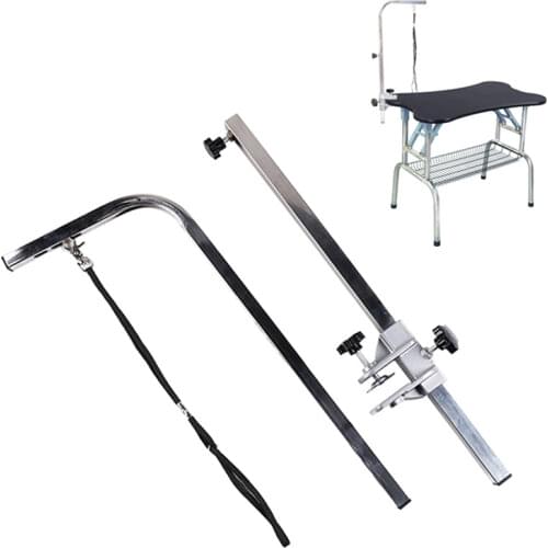 105cm Pets Grooming Bracket with Sling Adjustable Steel Suspender Grooming Table Arm Support Dog Cat Holder for Bath Desk