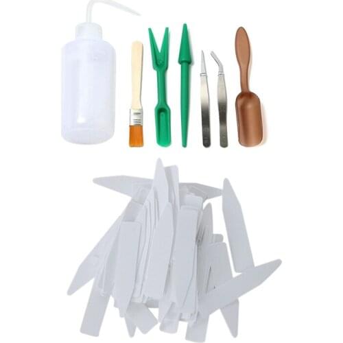 107 Pcs Planting Tools Set: 7 Pcs Succulent Transplanting Tools & 100 Pcs PVC Plant Tag Flower Pot Plastic Label Sign