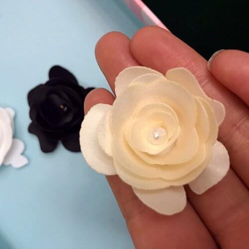 12pcs/lot Handmade Patches Beaded Flower Sew On satin cloth Patch wedding jewelry accessories DIY clothes decoration 3D applique