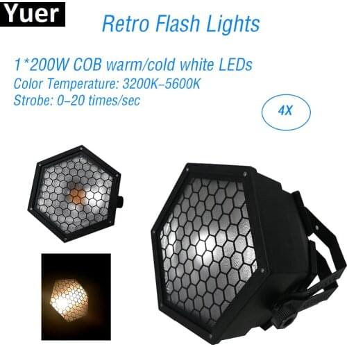 4Pcs/Lot Retro Flash Lights COB 200W DMX 512 Dj Equipment Disco Club Sound Auto mode Party Lights LED Wash Stage Lighting Effect