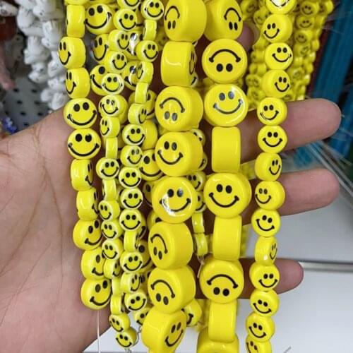 5 Strand Yellow Smile face Ceramics bead Yellow Color High quality Bead Jewelry Accessories Jewelry Necklace Gift 9936