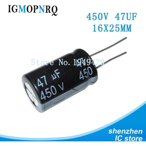 5pcs 450V47UF 16*25MM 47UF 450V 16*25 new aluminum electrolytic capacitor