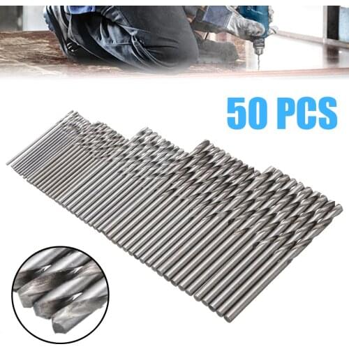 50pcs/pack 1-3mm Silver Twist Drill Bit High Speed Steel Titanium Coated HSS Twist Drill Bit Assorted Kit Home DIY Power Tools