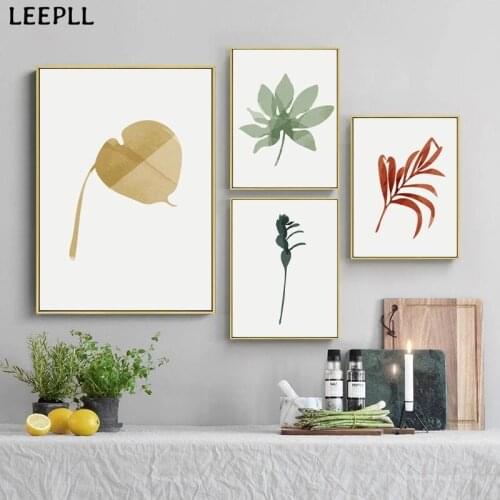 Nordic Abstract Plant Leaf Canvas Painting Watercolor Decorative Picture Wall Art Poster Print For Living Room Home Decor