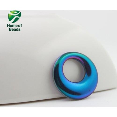 Hot sale fashion hematite rainbow Hollow circle pendant accessories diy accessories HP1114