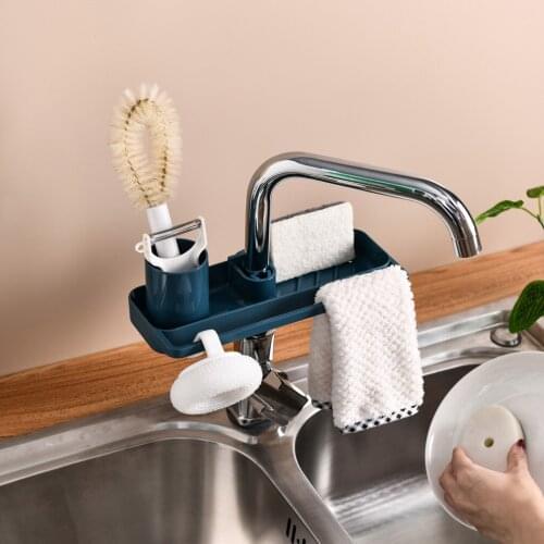 Household Faucet Clip Rack Kitchen Sink Rag Bath Holder Soap Storage Box Drain rack Storage Holders Kitchen Tool