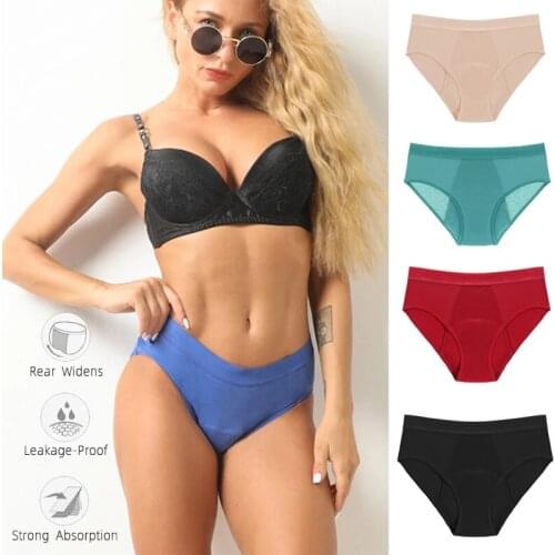 Panties For Periods 4-layer Absorbent Menstrual Panties Physiological Pants Leak Proof Period Underwear Womens Cotton Briefs