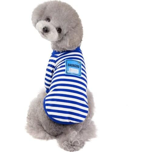 Dog Stripe T-shirt Cat Classic Coat Designer Dog Clothes Teddy Navy Uniform Pomeranian Tow Legs Costume Chihuahua Hoodies
