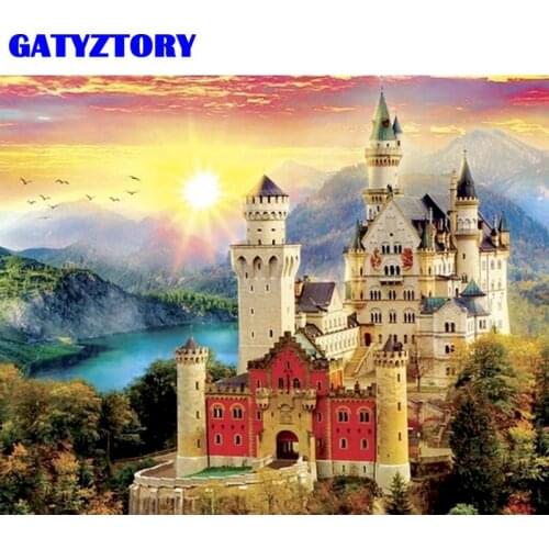 GATYZTORY 5D DIY Diamond Painting Full Square/Round Castle Diamond Embroidery Cross Stitch Diamond Art Handmade Home Decor