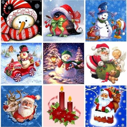 HUACAN Christmas Diamond Embroidery Cross Stitch 5D Diamond Painting Santa Claus Diamond Mosaic Cartoon Picture Rhinestones Art