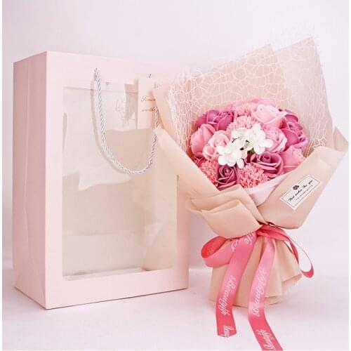 Artificial Soap Rose with Gift Box Artificial PE Foam Rose Flowers Bride Bouquet Home Wedding Decor Scrapbooking DIY Supplies