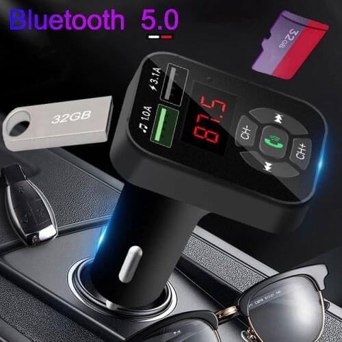 JINSERTA V5.0 Bluetooth FM Transmitter Car Mp3 Player TF 32G U Disk Music Play Dual USB Mobile Phone Charger Hands free